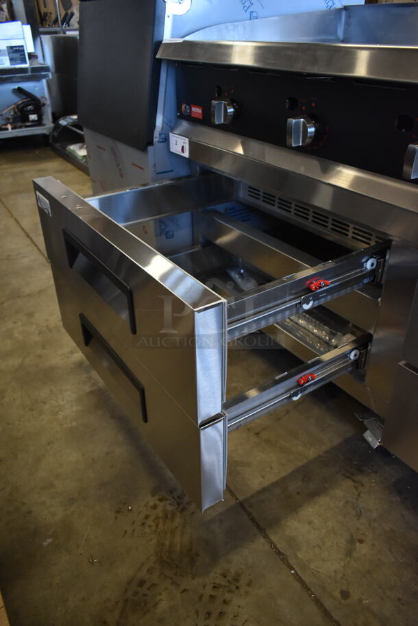 BRAND NEW SCRATCH AND DENT! Avantco 178CBE72HC Stainless Steel Commercial 72" 4 Drawer Refrigerated Chef Base on Commercial Casters. 115 Volts, 1 Phase. Tested and Working! - Image 6 of 7