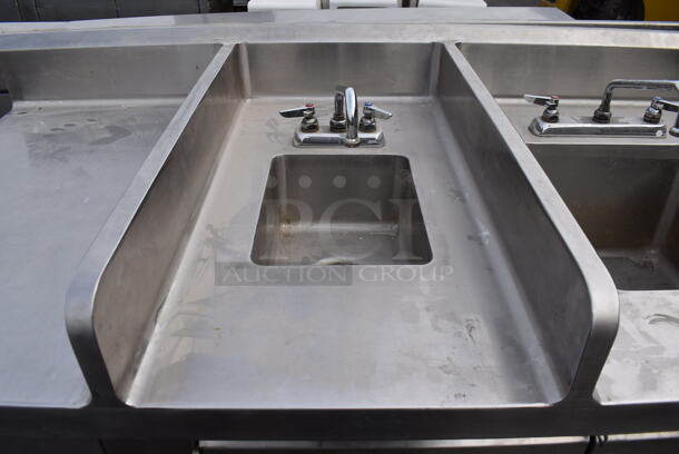Stainless Steel Commercial Counter w/ 2 Sink Bays, 2 Faucets and 2 Handle Sets. 60x32x42.5. Bays 9x12x6, 14x16x10 - Image 5 of 7