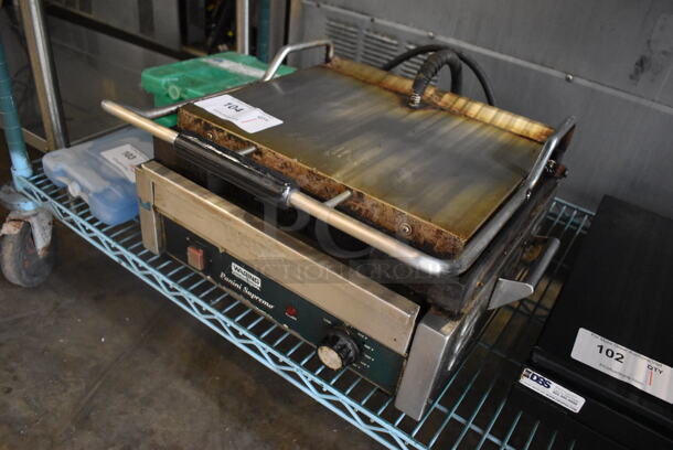Waring WPG250 Stainless Steel Commercial Countertop Panini Press. 120 Volts, 1 Phase. 19x17x10. Tested and Working! - Image 2 of 6
