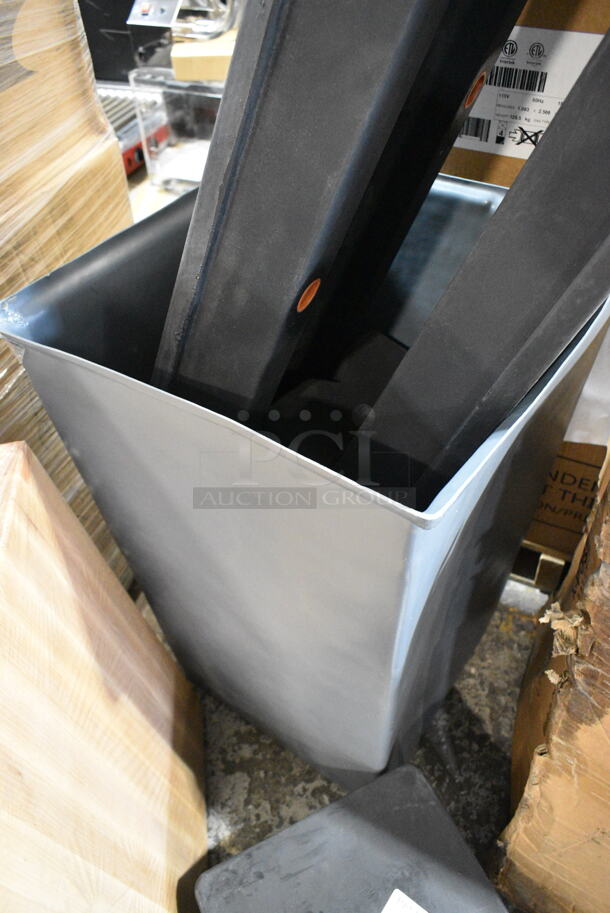 4 BRAND NEW SCRATCH AND DENT! Items Including 3 Regency 600D36128PSJ 36" x 12" x 8" Plastic Narrow Dunnage Rack - 750 lb. Capacity and 1 Gray Poly Slim Jim Trash Can. 4 Times Your Bid!  - Image 7 of 7