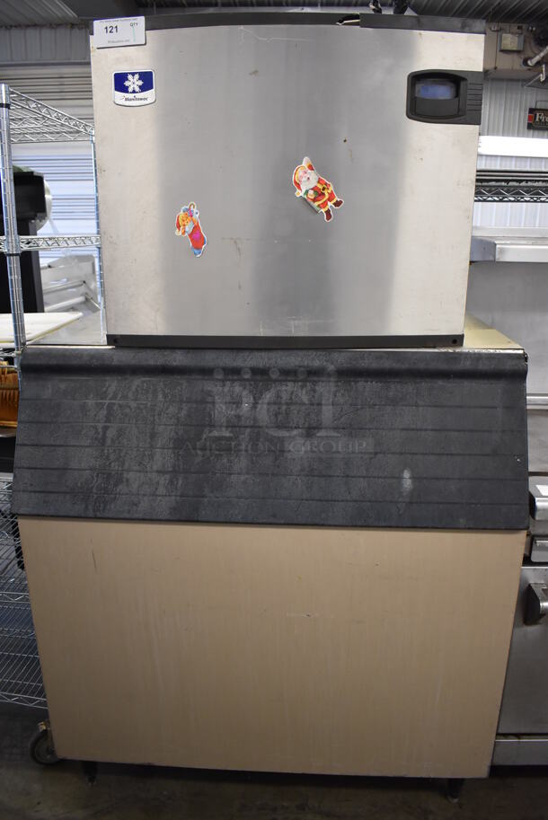 Manitowoc IY1474C-161 Stainless Steel Commercial Ice Machine Head on Manitowoc Commercial Ice Bin. 115 Volts, 1 Phase. 42x32x72