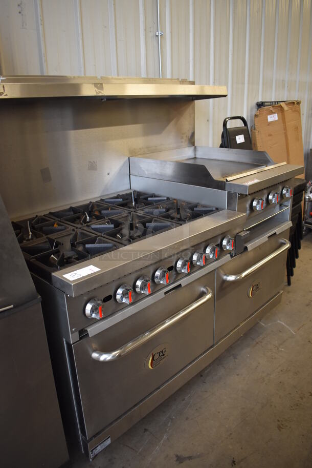 BRAND NEW SCRATCH AND DENT! CPG Cooking Performance Group S60-GS24-N Stainless Steel Commercial Natural Gas Powered 6 Burner Range w/ Flat Top Griddle, 2 Ovens, Over Shelf and Back Splash. 276,000 BTU. 60x33x60. Tested and Working! - Image 3 of 9