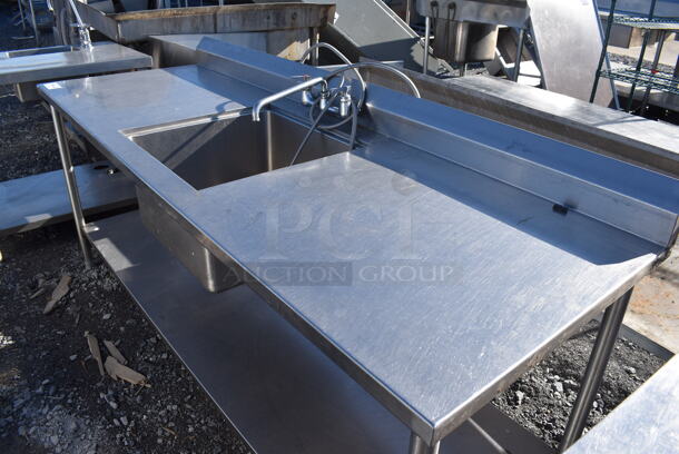 Stainless Steel Table w/ Sink Bay, Faucet, Handles and Under Shelf. 84x30x41. Bay 20x20x12 - Image 2 of 4