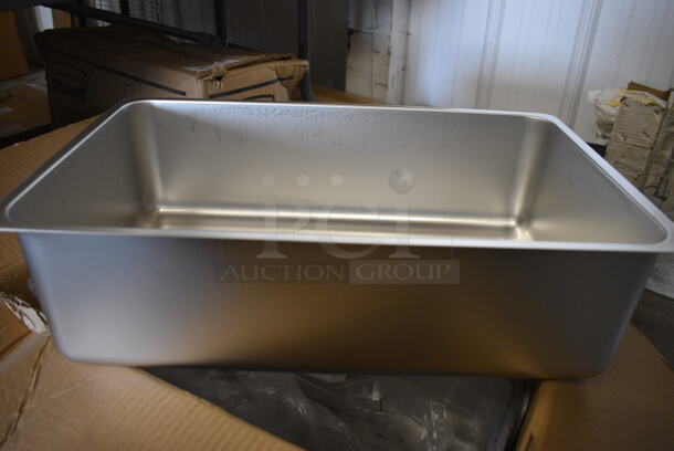 4 BRAND NEW IN BOX! Winco Stainless Steel Full Size Spillage Drop In Bins. 1/1x6. 4 Times Your Bid!