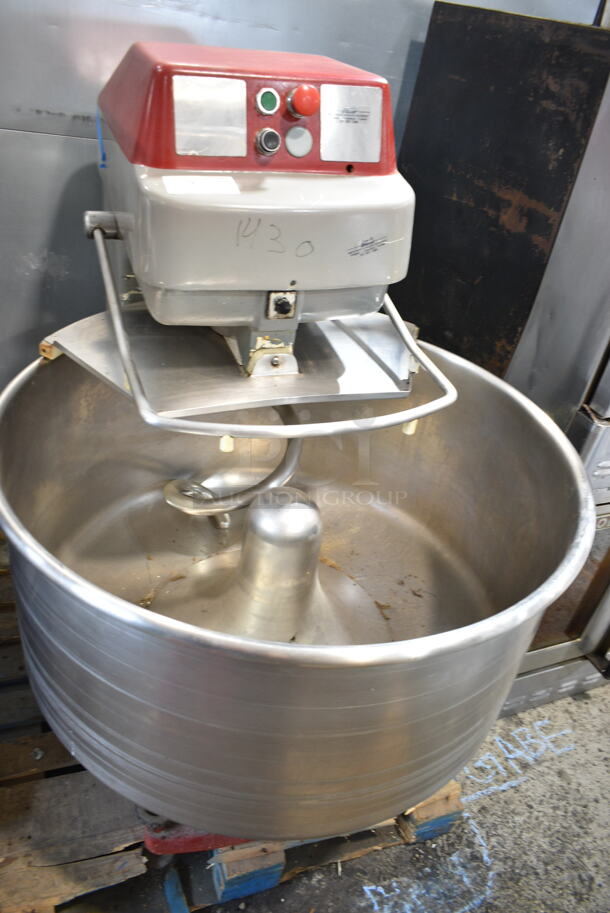 Emil Kemper 836714959 Metal Commercial Floor Style Spiral Mixer w./ Stainless Steel Mixing Bowl and Dough Hook. 208 Volts, 3 Phase. - Item #1115494