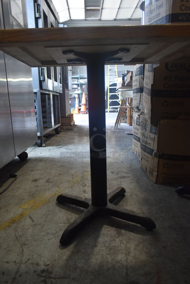 2 Wooden Dining Height Table on Black Finish Metal Table Base. 2 Times Your Bid! - Image 3 of 4