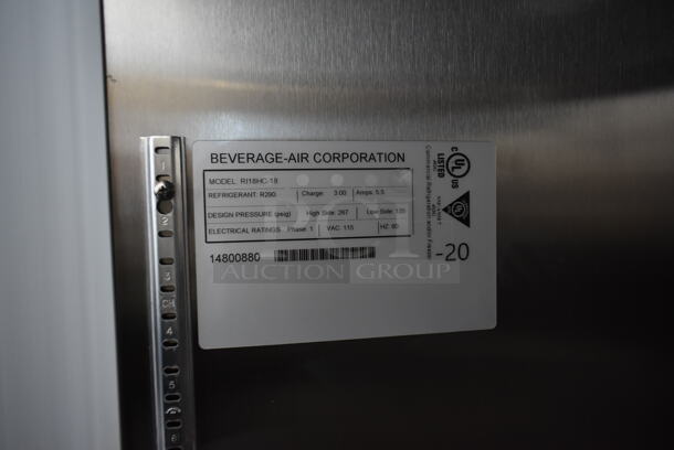 BRAND NEW SCRATCH AND DENT! Beverage Air RI18HC-18 Stainless Steel Commercial Single Door Reach In Cooler w/ Poly Coated Racks. 115 Volts, 1 Phase. Stock Picture Used as Gallery. Tested and Working! - Image 6 of 7