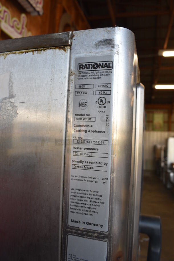 2 2016 Rational Stainless Steel Commercial Combitherm Self Cooking Center Convection Ovens on Commercial Casters. Top Model: SCC WE 62. Bottom Model: SCC WE 102. 480 Volts, 3 Phase. Picture of the Unit Before Removal Is Included In the Listing. 42x41x73. 2 Times Your Bid!  - Image 7 of 11