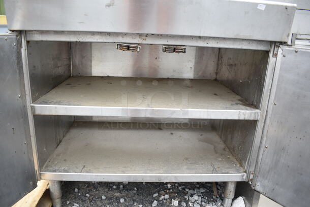 Stainless Steel Counter w/ 2 Doors and Back Splash.  - Image 3 of 3