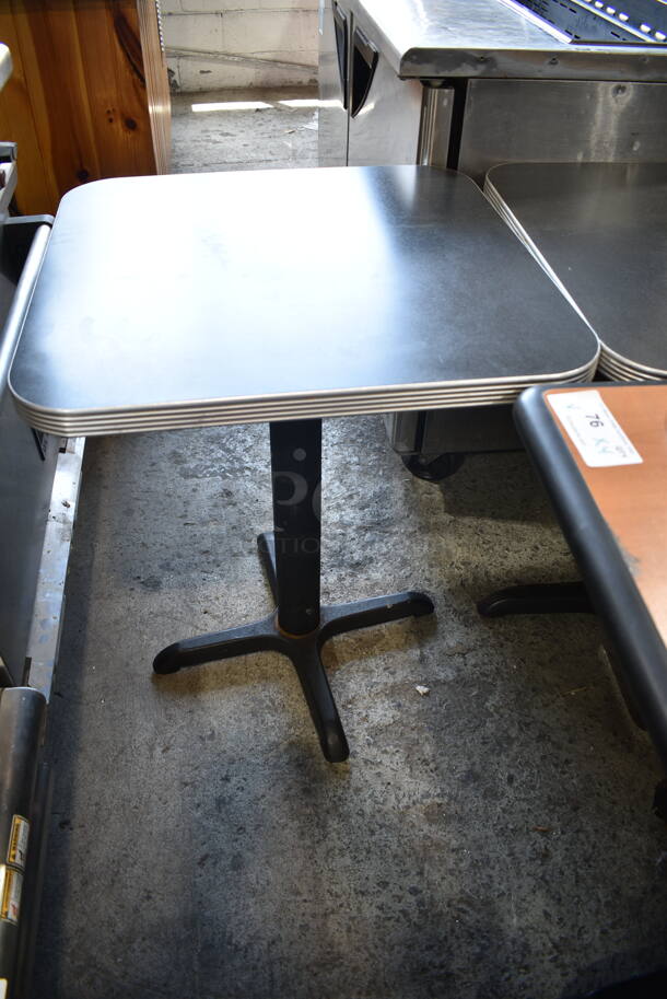 4 Dining Height Table on Black Metal Table Base. 24x24x30, 30.5x30.5x30. 4 Times Your Bid! - Image 3 of 8