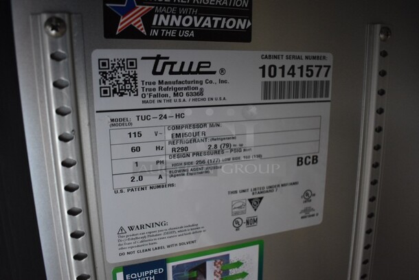 2021 True Model TUC-24-HC Stainless Steel Commercial Single Door Undercounter Cooler. 115 Volts, 1 Phase. 24x25.5x31.5. Tested and Working! - Image 5 of 5