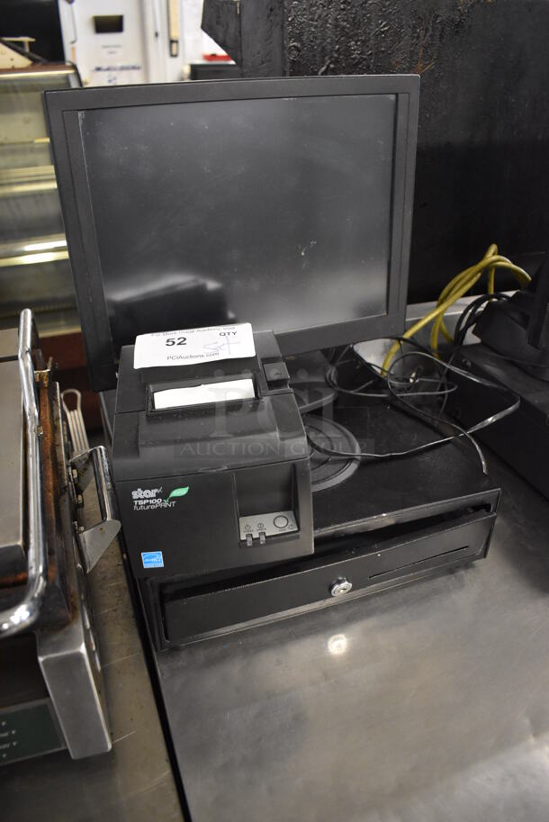 ALL ONE MONEY! Lot of Bematech LE1000 Monitor, Star Micronics TSP100II Receipt Printer and Metal Cash Drawer - Image 3 of 8