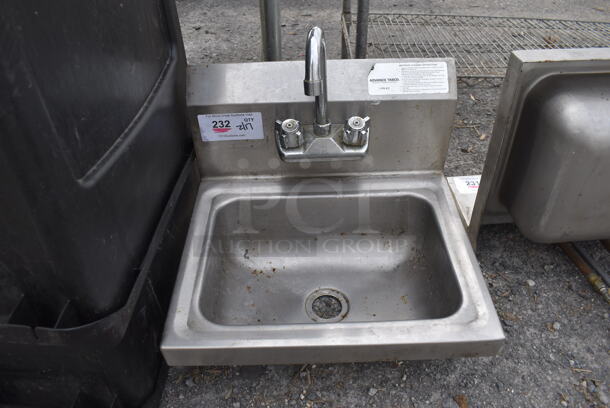 Advance Tabco Stainless Steel Commercial Single Bay Wall Mount Sink w/ Faucet and Handles. 17x15x18