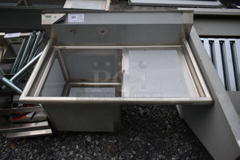 BRAND NEW SCRATCH AND DENT! Regency 600S1181818R Stainless Steel Commercial Single Bay Sink w. Right Side Drain Board. No Legs. Bay 18x18. Drain Board 16.5x20