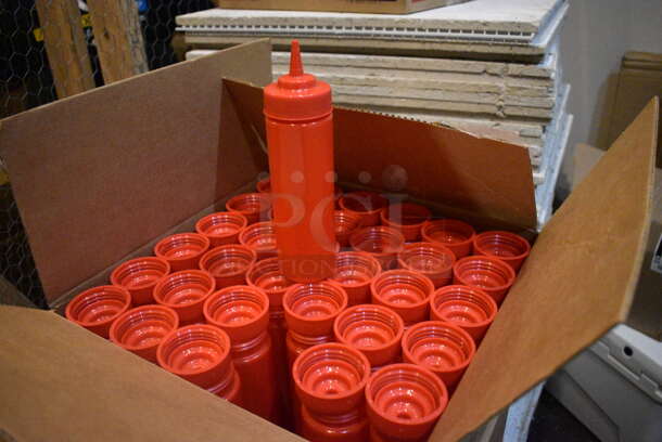 5 Boxes of 36 BRAND NEW IN BOX! Red Poly Ketchup Bottles. 2x2x9. 5 Times Your Bid! (glass room - off of bar area) - Image 2 of 4