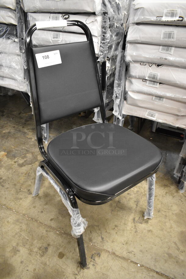 56 BRAND NEW SCRATCH AND DENT! Lancaster Table & Seating 164CHAIRBKBK Black Stackable Chair with 2" Padded Seat. 56 Times Your Bid!  - Image 4 of 7