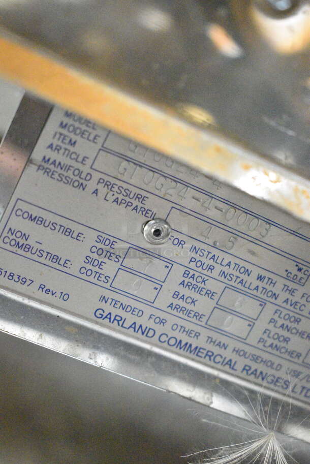 BRAND NEW SCRATCH AND DENT! Garland GTOG24-4 Stainless Steel Commercial Countertop Natural Gas Powered 4 Burner Range. 120,000 BTU. - Image 3 of 8