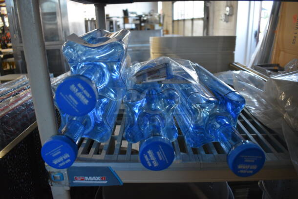 4 San Jamar Blue Poly Rapid Cool Quick Chill Bottles. 4.5x4.5x21. 4 Times Your Bid!