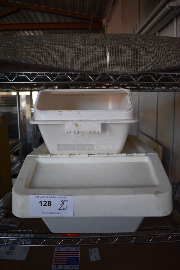 2 Various White Poly Ingredient Bins. Includes 15.5x22x11. 2 Times Your Bid!