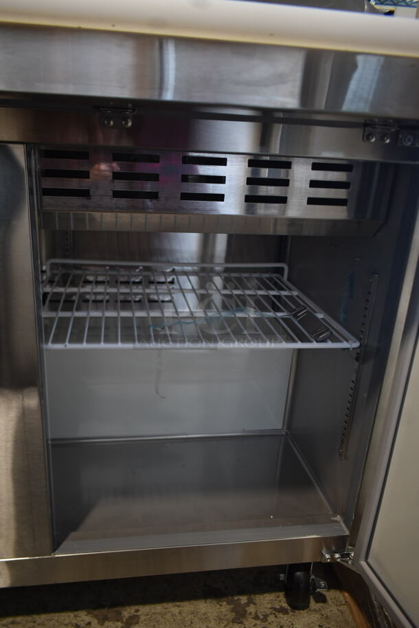 LIKE NEW! 2023 Avantco 178APT48MHC Stainless Steel Commercial Sandwich Salad Prep Table Bain Marie Mega Top on Commercial Casters. 115 Volts, 1 Phase. Tested and Working! - Image 6 of 9