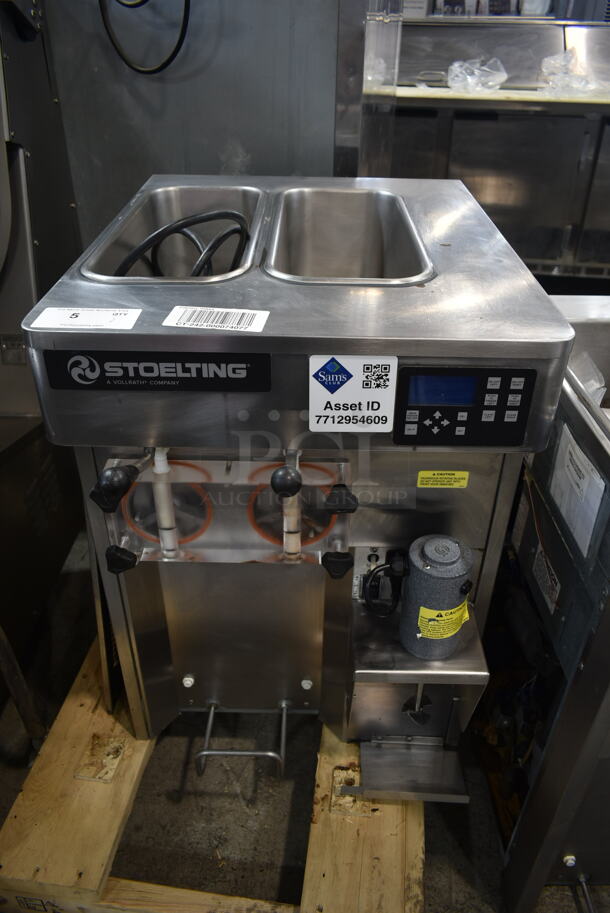 2019 Stoelting SF121-38I2 Stainless Steel Commercial Countertop Air Cooled 2 Flavor w/ Twist Soft Serve Ice Cream Machine w/ Mixing Head Attachment. 208-240 Volts, 1 Phase. - Item #1102279