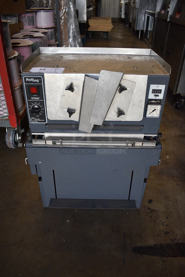 Allied Automation Titan Metal Commercial Countertop RollBag Automatic Bagger and Sealer. Goes Great w/ Item 23! 18x20x25.5. Tested and Working!