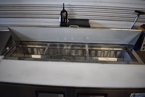 Avantco 178APT60HC Stainless Steel Commercial Sandwich Salad Prep Table Bain Marie Mega Top on Commercial Casters. 115 Volts, 1 Phase. 60x30.5x42.5. Tested and Powers On But Does Not Get Cold - Image 5 of 10