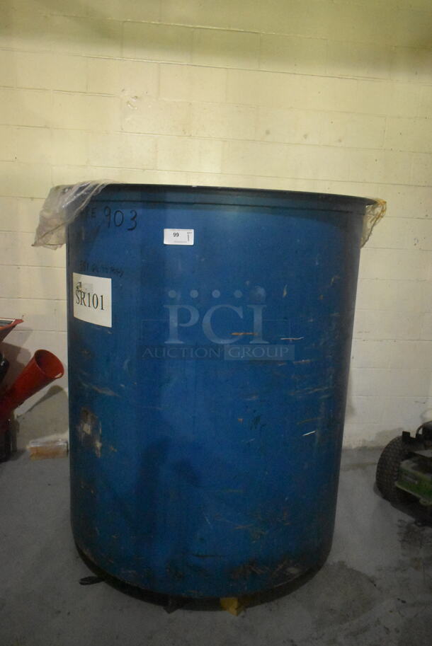 Blue Metal Bin w/ Spigot. BUYER MUST REMOVE. - Image 1 of 5