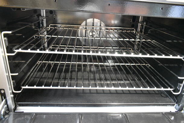 BRAND NEW SCRATCH AND DENT! Cooking Performance Group CPG 351CC60N Stainless Steel Commercial Natural Gas 10 Burner 60" Range with 2 Convection Ovens, Over Shelf and Back Splash. 360,000 BTU - Image 6 of 11