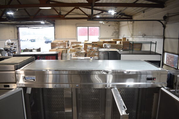 BRAND NEW SCRATCH AND DENT! 2024 Avantco 178SS3RHC Stainless Steel Commercial 3 Door Reach In Cooler w/ Poly Coated Racks. 115 Volts, 1 Phase. Tested and Working! - Image 4 of 9