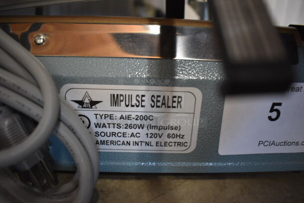 AIE-200C Metal Commercial Countertop Impulse Sealer. 120 Volts, 1 Phase. 3x14x9. Tested and Working! - Image 5 of 6