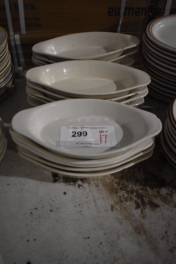 17 White Ceramic Single Serving Casserole Dishes. 10.5x5.5x1.5. 17 Times Your Bid!