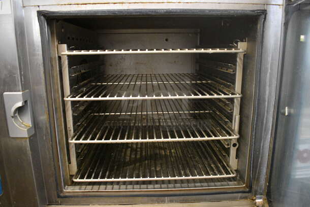 2014 Alto Shaam Model 7.14 ES Stainless Steel Commercial Electric Powered Combitherm Convection Oven w/ View Through Door and Metal Oven Racks on Equipment Stand. 208-240 Volts, 3 Phase. 45x44x61 - Image 7 of 9