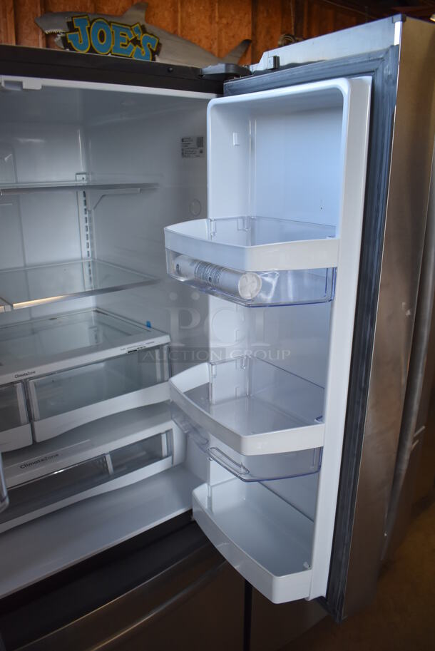 BRAND NEW SCRATCH AND DENT! General Electric DFE28JSKBSS Stainless Steel Commercial French Style Cooler Freezer Combo Unit w/ Water and Ice Dispenser. 100-127 Volts, 1 Phase. 36x36x70. Tested and Working! - Image 8 of 10