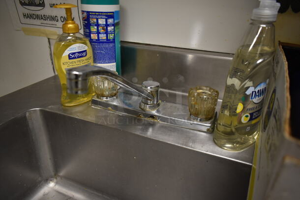 Stainless Steel Commercial Table w/ Sink Bay, Faucet and Handles. Does Not Include Contents. BUYER MUST REMOVE. (kitchen) - Image 6 of 7