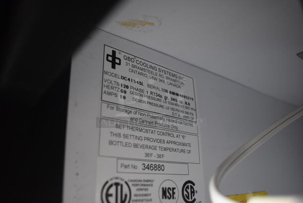 QBD DC4154SL Metal Commercial 2 Door Reach In Cooler Merchandiser. 120 Volts, 1 Phase. 47x21x55. Tested and Powers On But Does Not Get Cold - Image 5 of 6