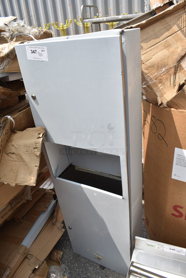 BRAND NEW SCRATCH AND DENT! Stainless Steel Commercial Wall Mount Trash Can. - Image 1 of 6