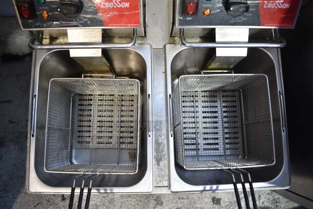 2023 Crosson CF-30 Stainless Steel Commercial Countertop Electric Powered 2 Bay Fryer w/ 2 Metal Fry Baskets. 120 Volts, 1 Phase. - Image 4 of 7