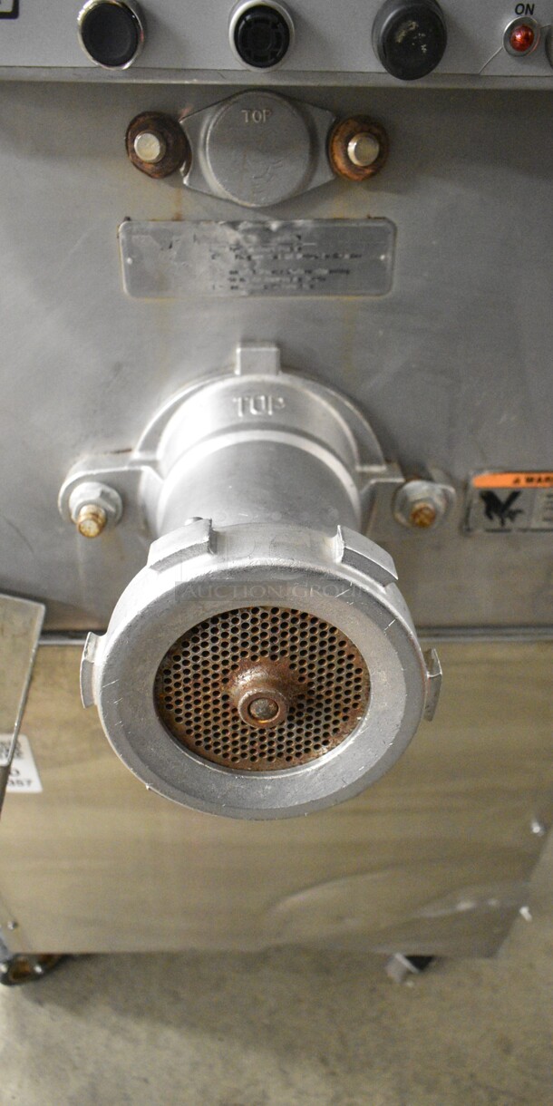 Hobart MG2032 Metal Commercial Floor Style Electric Powered Meat Mixer Grinder w/ Foot Pedal on Commercial Casters. 208 Volts, 3 Phase. Tested and Working! - Image 4 of 10