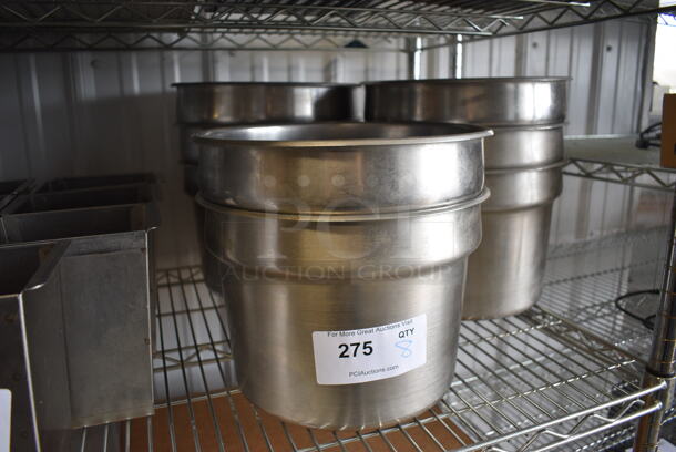 8 Stainless Steel Cylindrical Drop In Bins. 11.5x11.5x8. 8 Times Your Bid!