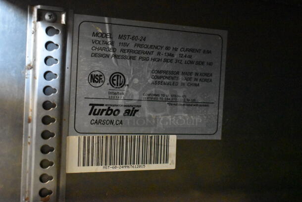 Turbo Air MST-60-24 Stainless Steel Commercial Sandwich Salad Prep Table Bain Marie Mega Top on Commercial Casters. 115 Volts, 1 Phase. Tested and Powers On But Does Not Get Cold - Image 9 of 9