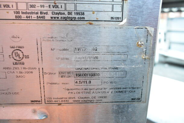 Eagle AWT2-NG Stainless Steel Commercial Gas Powered 2 Bay Steam Table w/ Under Shelf. 15,000 BTU.  - Image 6 of 7