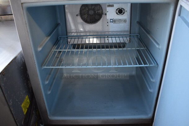 Delfield Model 406CA-DD1 Stainless Steel Commercial Single Door Undercounter Cooler w/ Poly Coated Rack on Commercial Casters. 115 Volts, 1 Phase. 27x28x32. Tested and Working! - Image 3 of 5