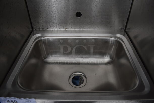 Stainless Steel Commercial Single Bay Wall Mount Sink w/ Side Splash Guards. 17x15x20 - Image 3 of 4