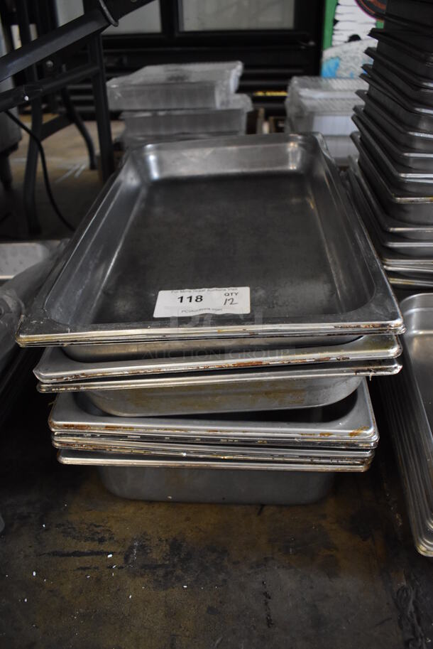 12 Stainless Steel Full Size Drop In Bins. 1/1x2. 12 Times Your Bid!