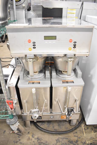 2016 Bunn DUAL SH DBC Stainless Steel Commercial Countertop Coffee Machine w/ Hot Water Dispenser, 2 Metal Brew Baskets and 2 Servers. 120/208 Volts, 1 Phase. 21x24x32