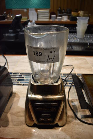 Oster Metal Commercial Countertop Blender w/ Pitcher. Missing Lid. 120 Volts, 1 Phase. 7x8x14. Item Was in Working Condition on Last Day of Business. (bar)