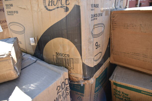 PALLET LOT of 21 BRAND NEW Boxes Including SO8BW Dart White Plastic Soda Spoon, Eilat 9" Plates, 500CC9 Choice 9 oz. Clear PET Customizable Plastic Squat Cold Cup, 17616STPEBBL Choice 16 oz. Blue SAN Plastic Pebbled Tumbler - 12/Pack, 7152 Spaceman 2.1.1.31.0003 7.3 Qt. Torque Rotor, Dart PP2464BDL PresentaBowls Pro Vented Clear Square Lid for 24, 32, 48, and 64 oz. Square Plastic Bowls, 130TASTERSP Choice 3" White Plastic Tasting Spoon - 3000/Case, Dart S6BW 5 7/8" Medium Weight White Plastic Teaspoon - 1000/Case. 21 Times Your Bid!  - Image 6 of 12