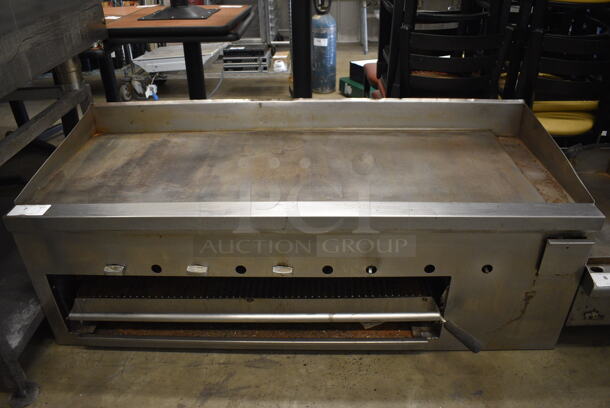 Stainless Steel Commercial Countertop Flat Top Griddle w/ Cheese Melter. 60x28x22 - Image 1 of 7