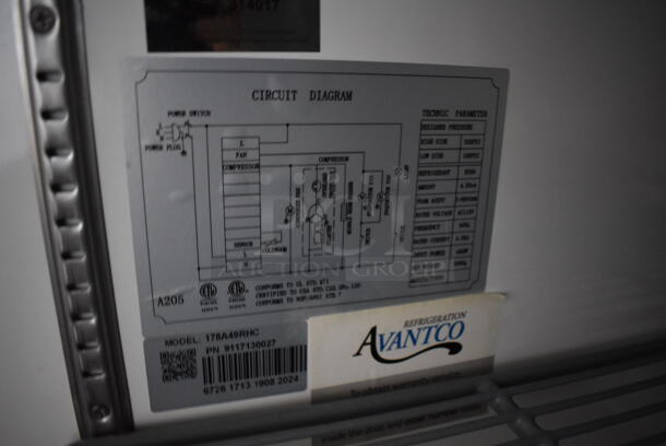 EXCELLENT CONDITION! Avantco 178A49RHC Stainless Steel Commercial 2 Door Reach In Cooler w/ Poly Coated Racks on Commercial Casters. 115 Volts, 1 Phase. 54x33x82.5. Tested and Working! - Image 5 of 8